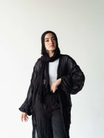 Chiffon Pleated kimono in black 