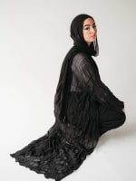 Chiffon Pleated kimono in black 