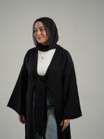 Front tie cardigan in black