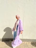 Pleated kimono in lilac