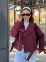Cropped coat in burgundy 