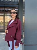 Cropped coat in burgundy 