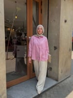  wrap Linen shirt- pink