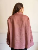 Wrap linen shirt-Rose ebony