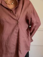 Wrap linen shirt-Rose ebony