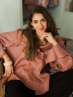 Wrap linen shirt-Rose ebony