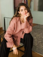 Wrap linen shirt-Rose ebony