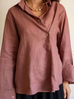 Wrap linen shirt-Rose ebony