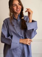 Wrap linen shirt- Dusty blue