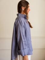Wrap linen shirt- Dusty blue