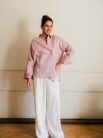  wrap Linen shirt- pink