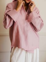  wrap Linen shirt- pink