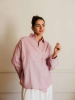  wrap Linen shirt- pink