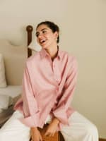 wrap Linen shirt- pink