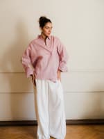  wrap Linen shirt- pink