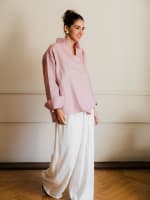  wrap Linen shirt- pink