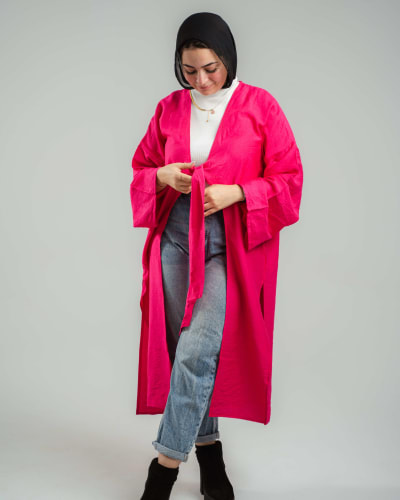 Front tie cardigan in hot pink 