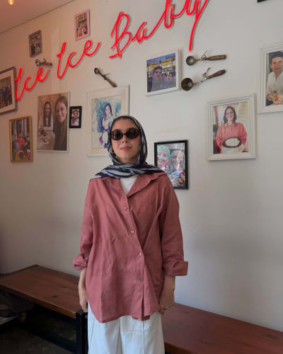 Wrap linen shirt - Dusty teracotta