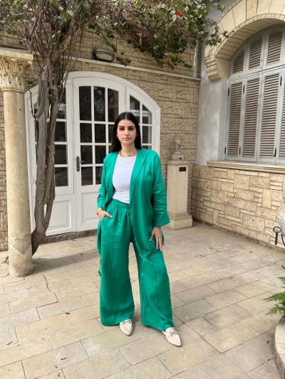 Linen pants -emerald 