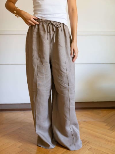Soft glow pants -cafe 