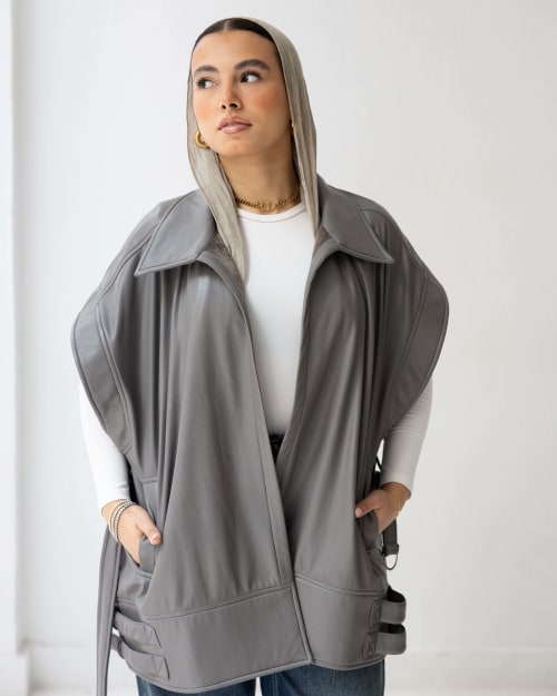 Leather vest-Grey