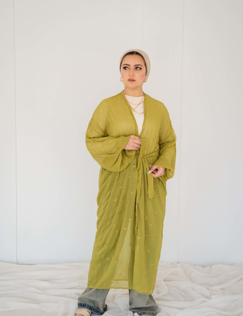 Galaxy kimono in lime green