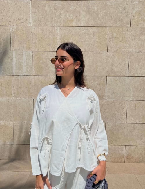 The ribbon blouse - white 