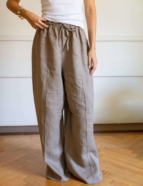 Soft glow pants -cafe 