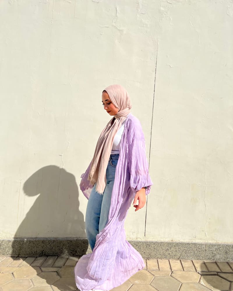 Pleated kimono in lilac
