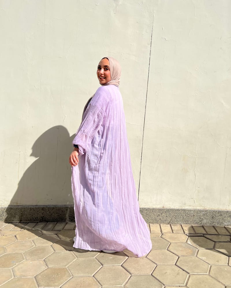 Pleated kimono in lilac