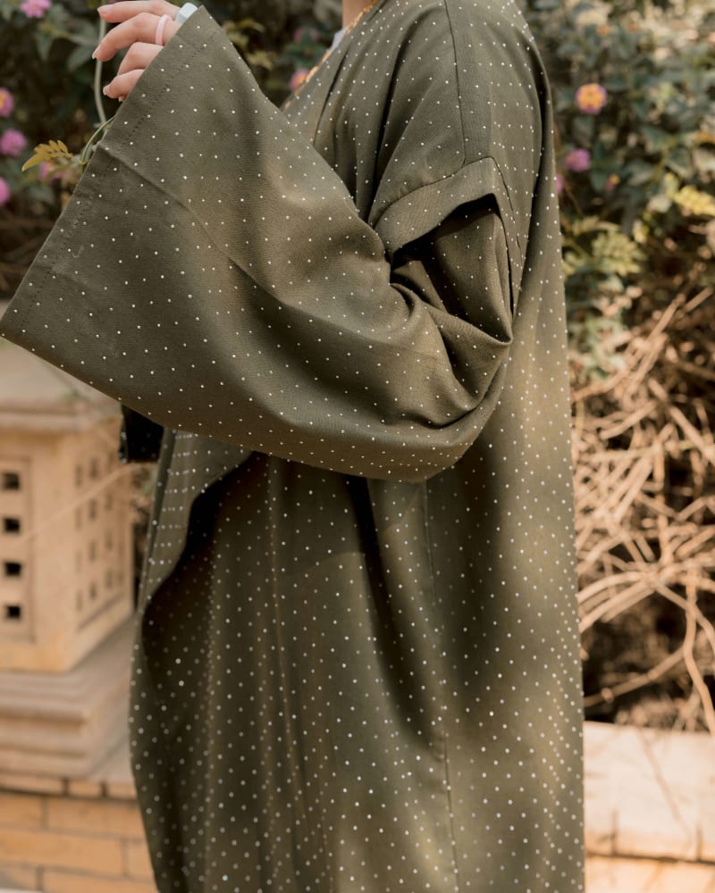 Shiny stud kimono - Olive 