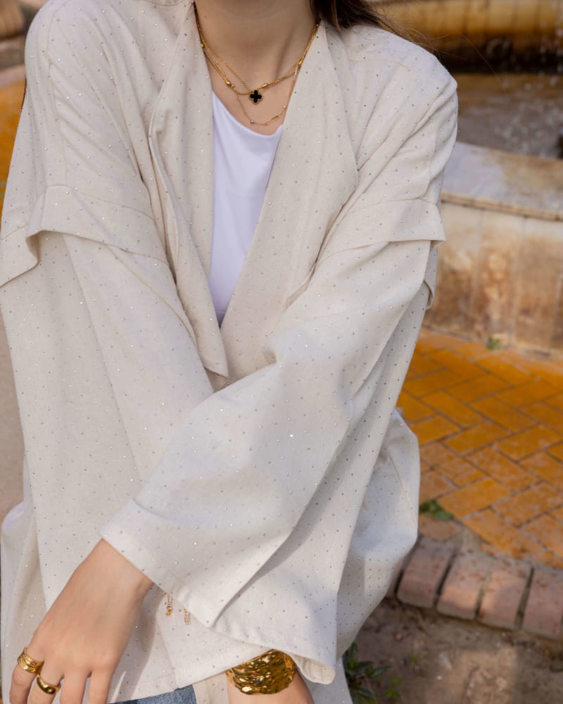 Shiny stud kimono - Beige 