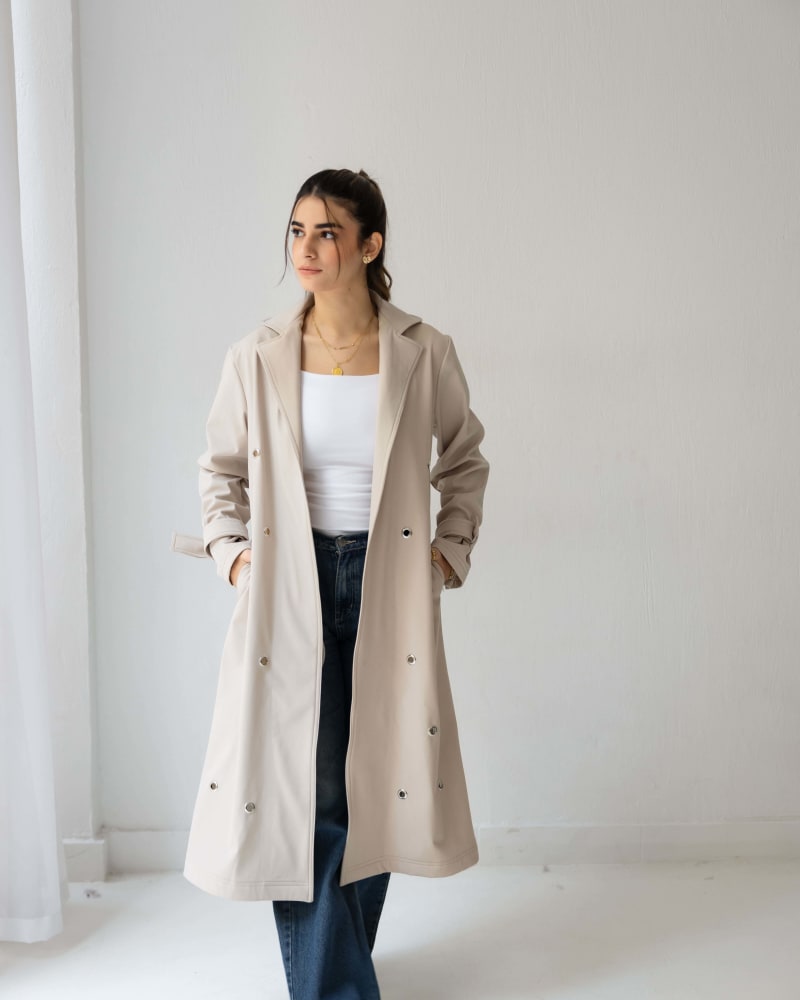 The Eyelet coat- Beige