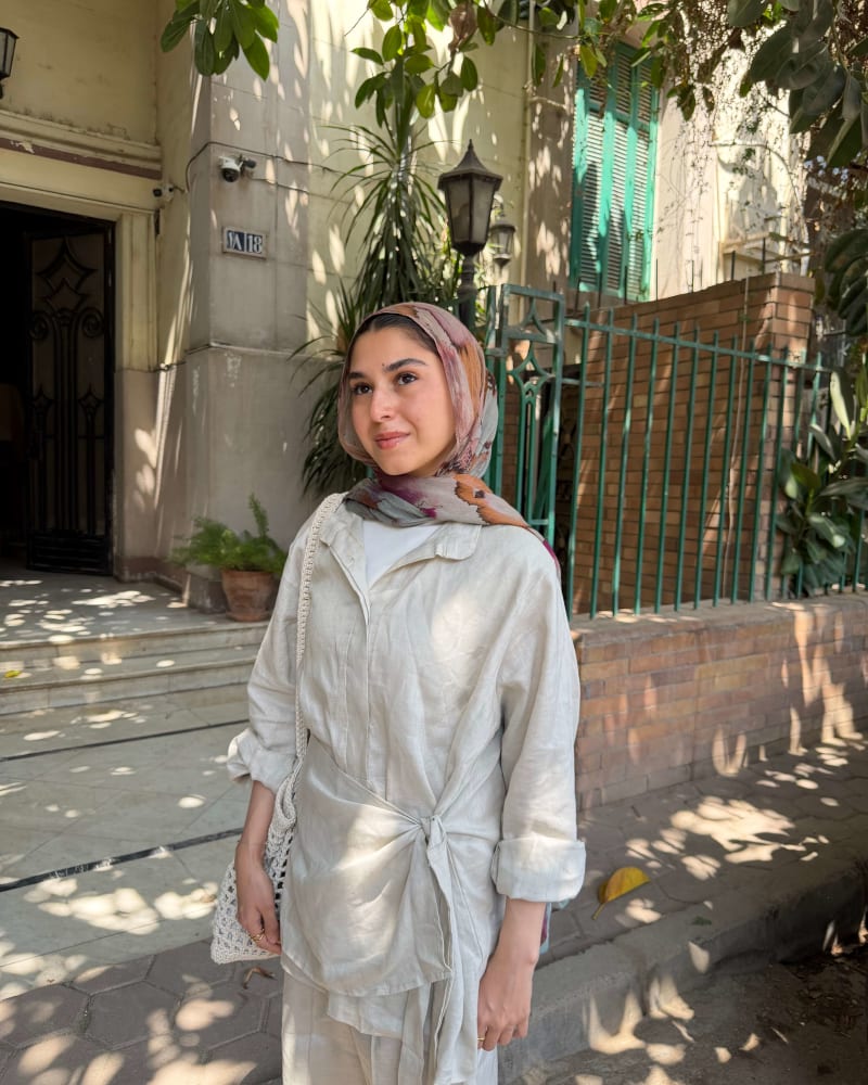 Side tie linen set-Beige 