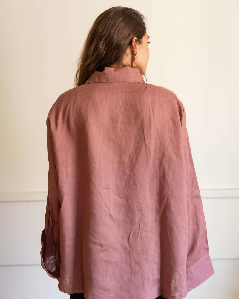 Wrap linen shirt-Rose ebony