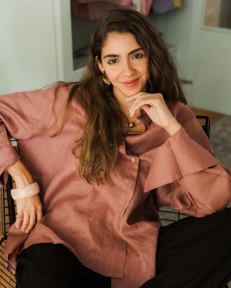 Wrap linen shirt-Rose ebony